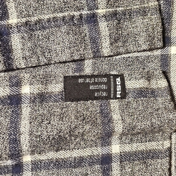 Men's RSQ Blue White Gray Plaid Flannel Long Sleevr Shirt Medium - Picture 2 of 7
